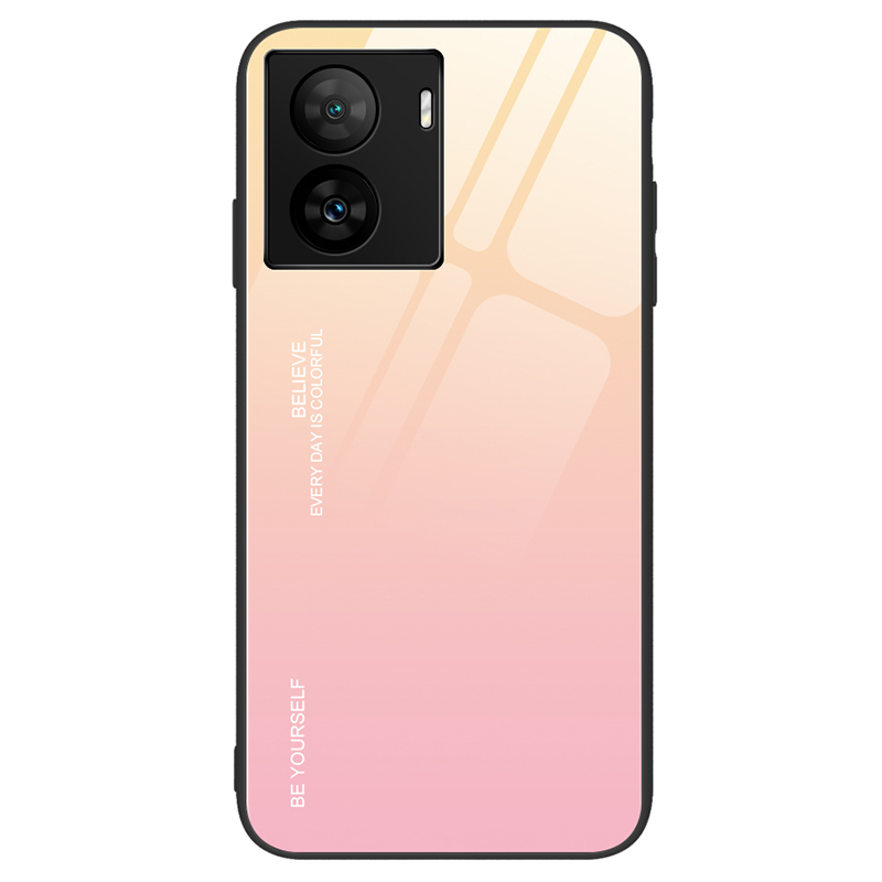 

Für Vivo Iqoo Z7 5G Gradient Harttemperiertes Glas Hülle PC + TPU Anti-scratch-telefonabdeckung - Gold+Pink, vivo iQOO Z7 5G