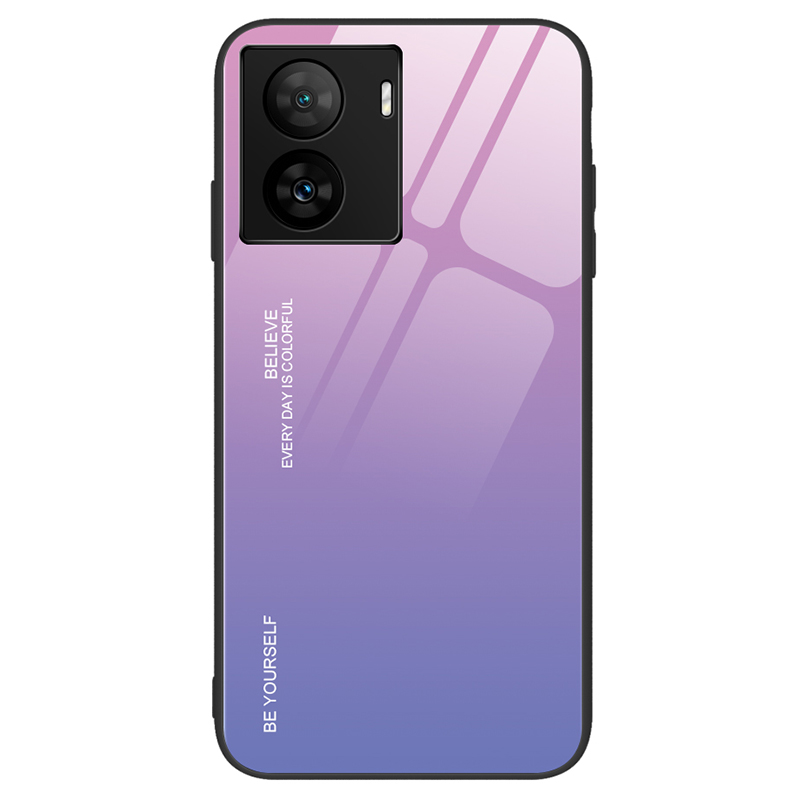 

Für Vivo Iqoo Z7 5G Gradient Harttemperiertes Glas Hülle PC + TPU Anti-scratch-telefonabdeckung - Pink+lila, vivo iQOO Z7 5G
