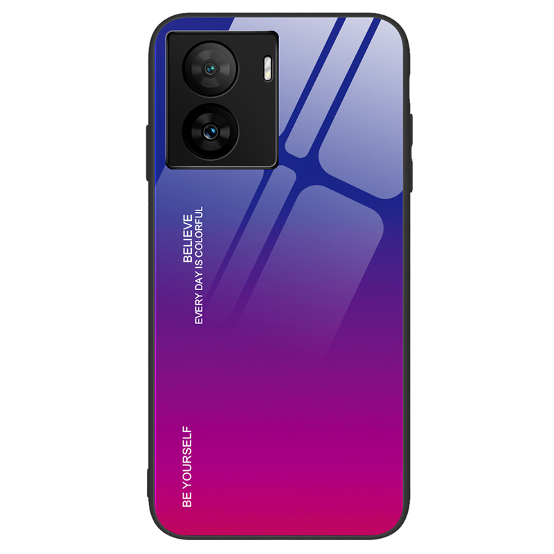 

Für Vivo Iqoo Z7 5G Gradient Harttemperiertes Glas Hülle PC + TPU Anti-scratch-telefonabdeckung - Blau+rose, vivo iQOO Z7 5G