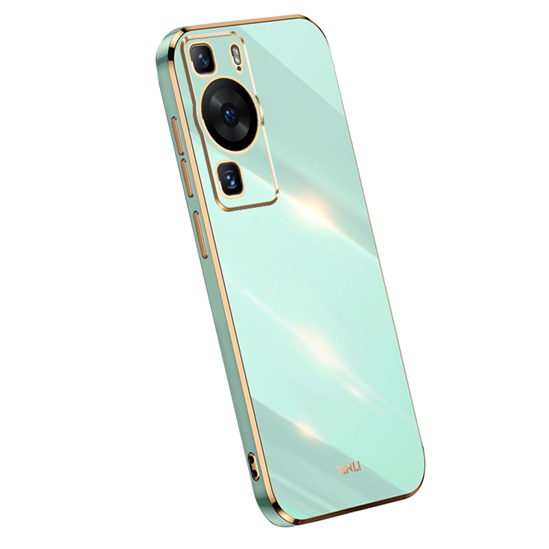

Xinli Für Huawei P60 TPU Phone Hülle Vollkamera Schutz Elektroplatter Goldkantenabdeckung - Cyan, Huawei P60