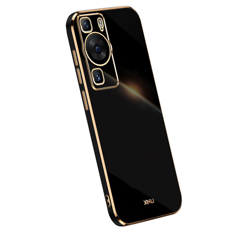 

Xinli Für Huawei P60 TPU Phone Hülle Vollkamera Schutz Elektroplatter Goldkantenabdeckung - Schwarz, Huawei P60