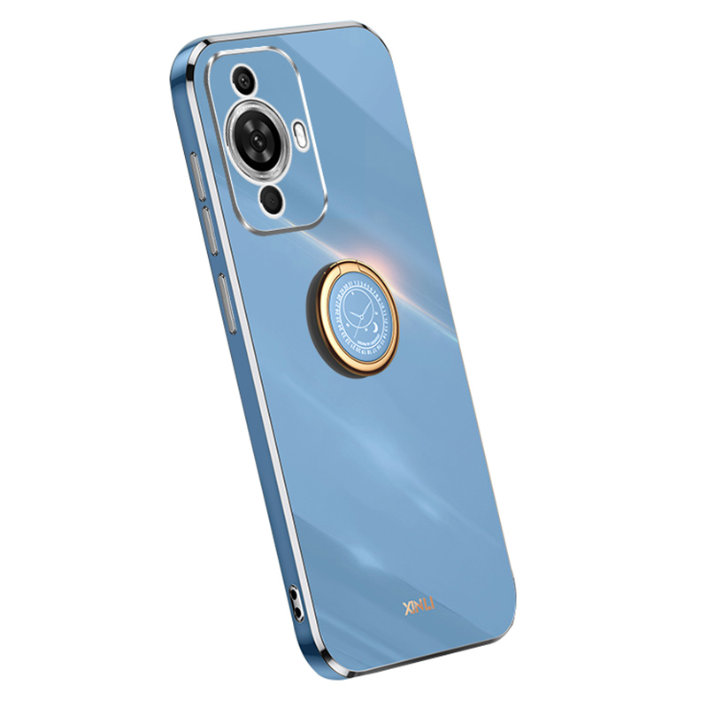 

Xinli Für Huawei Nova 11 Pro Ring Kickstand Elektropliertes Telefonkoffer Soft TPU Schutzabdeckung - Blau, Huawei nova 11 Pro