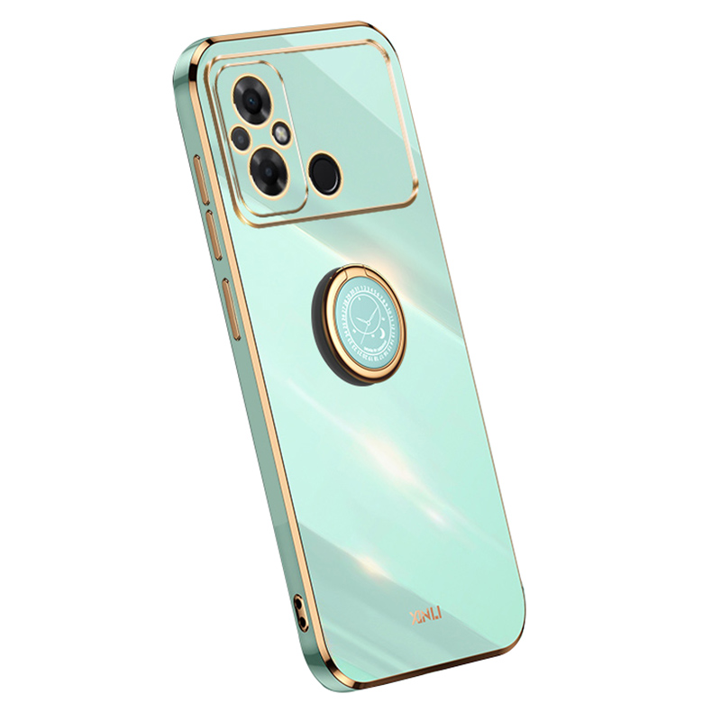 

Xinli Für Xiaomi Poco C55 4G Ring Kickstand Phone Hülle Weiche TPU Elektroplattierte Anti-drop-abdeckung - Cyan, Xiaomi Poco C55 4G