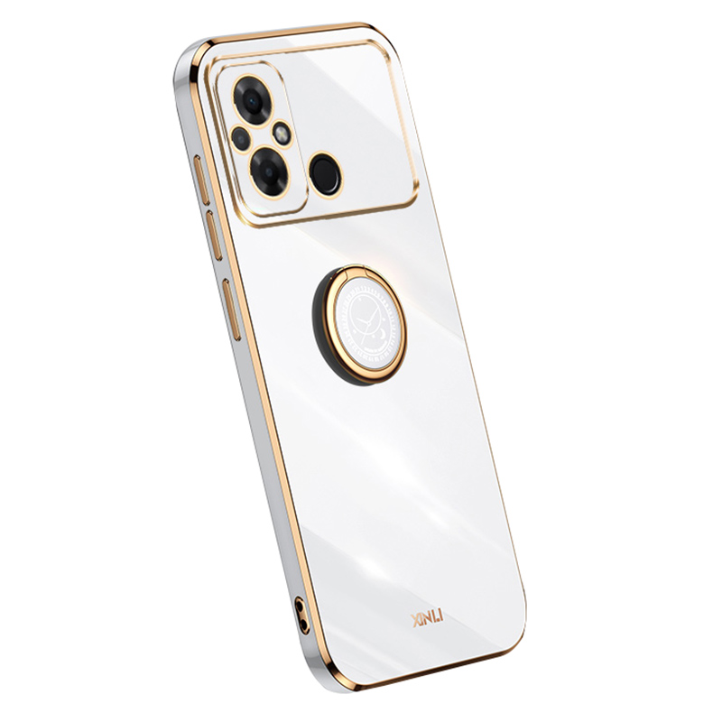 

Xinli Für Xiaomi Poco C55 4G Ring Kickstand Phone Hülle Weiche TPU Elektroplattierte Anti-drop-abdeckung - Weiss, Xiaomi Poco C55 4G