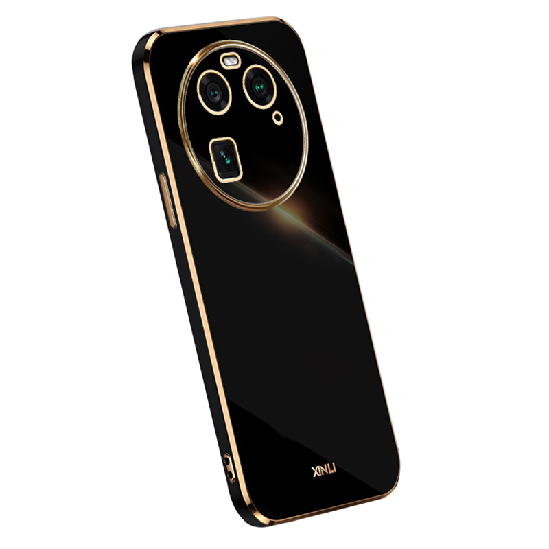 

Xinli Für Oppo Finden Sie X6 Gold Electroplated Phone Case Precise Objektivausschnitt Flexible Tpu-abdeckung - Schwarz, Oppo Find X6