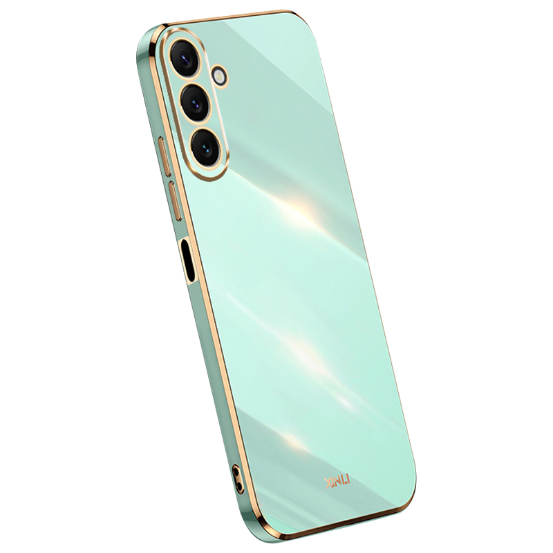 

Xinli TPU -telefonhülle Für Samsung Galaxy M54 5G Vollkameraschutz Elektropliertes Goldkantenabdeckung - Cyan, Galaxy F54 5G