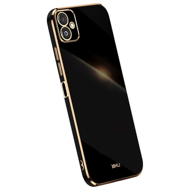

Xinli Telefonkoffer Für Samsung Galaxy F14 5G Vollkameraschutz Elektroplattierte Goldkante TPU -abdeckung - Schwarz, Galaxy F14 5G