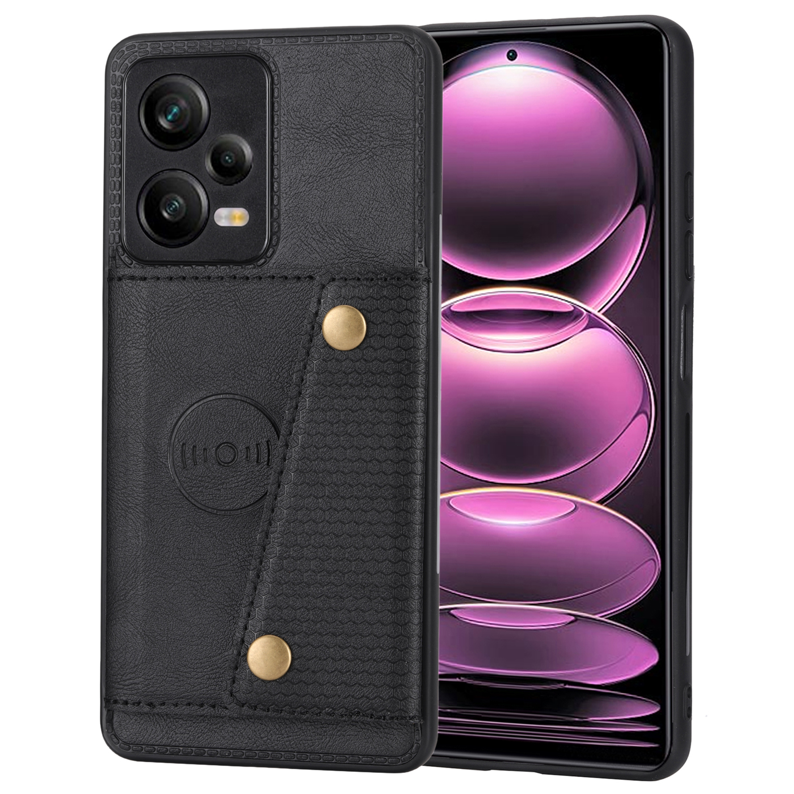 

Für Xiaomi Poco X5 5g / Redmi Anmerkung 12 5G (global) /(indien) /(china) Kickstand -telefonkartenhalter PU Lederbeschichtete TPU -abdeckung - Schwarz, Xiaomi Poco X5 5G