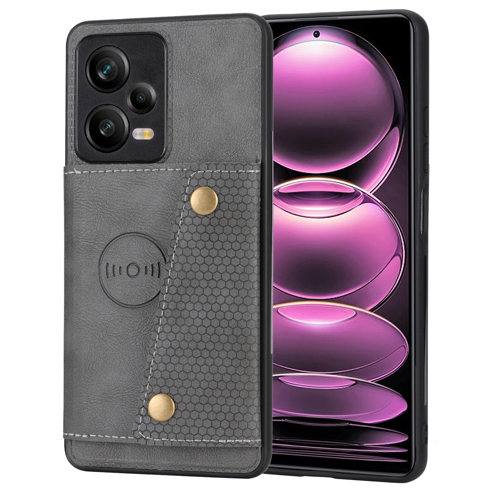 

Für Xiaomi Poco X5 5g / Redmi Anmerkung 12 5G (global) /(indien) /(china) Kickstand -telefonkartenhalter PU Lederbeschichtete TPU -abdeckung - Grau, Xiaomi Poco X5 5G