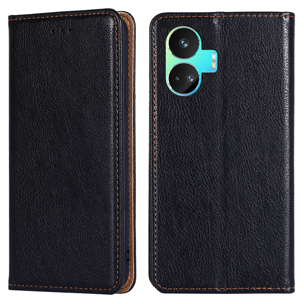 

Feste Farbschale Für Realme GT Neo5 SE 5G Telefonhülle PU Leder Magnetische Schließständer Brieftasche Abdeckung - Schwarz, Realme GT Neo5 SE 5G