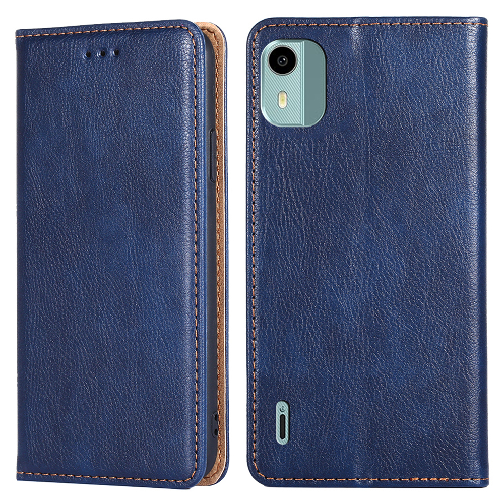

Für Nokia C12 4G / C12 Pro / C12 Plus Magnetschließende Leder -brieftaschenhülle Feste Farbständer Abdeckung - Blau, Nokia C12 4G