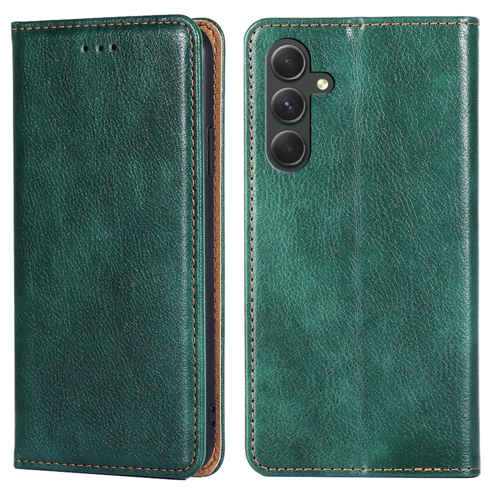 

Brieftaschenhülle Für Samsung Galaxy A54 5G Festkörperpublatt PU Leder Magnetische Schließständer Abdeckung - Grün, Galaxy A54 5G