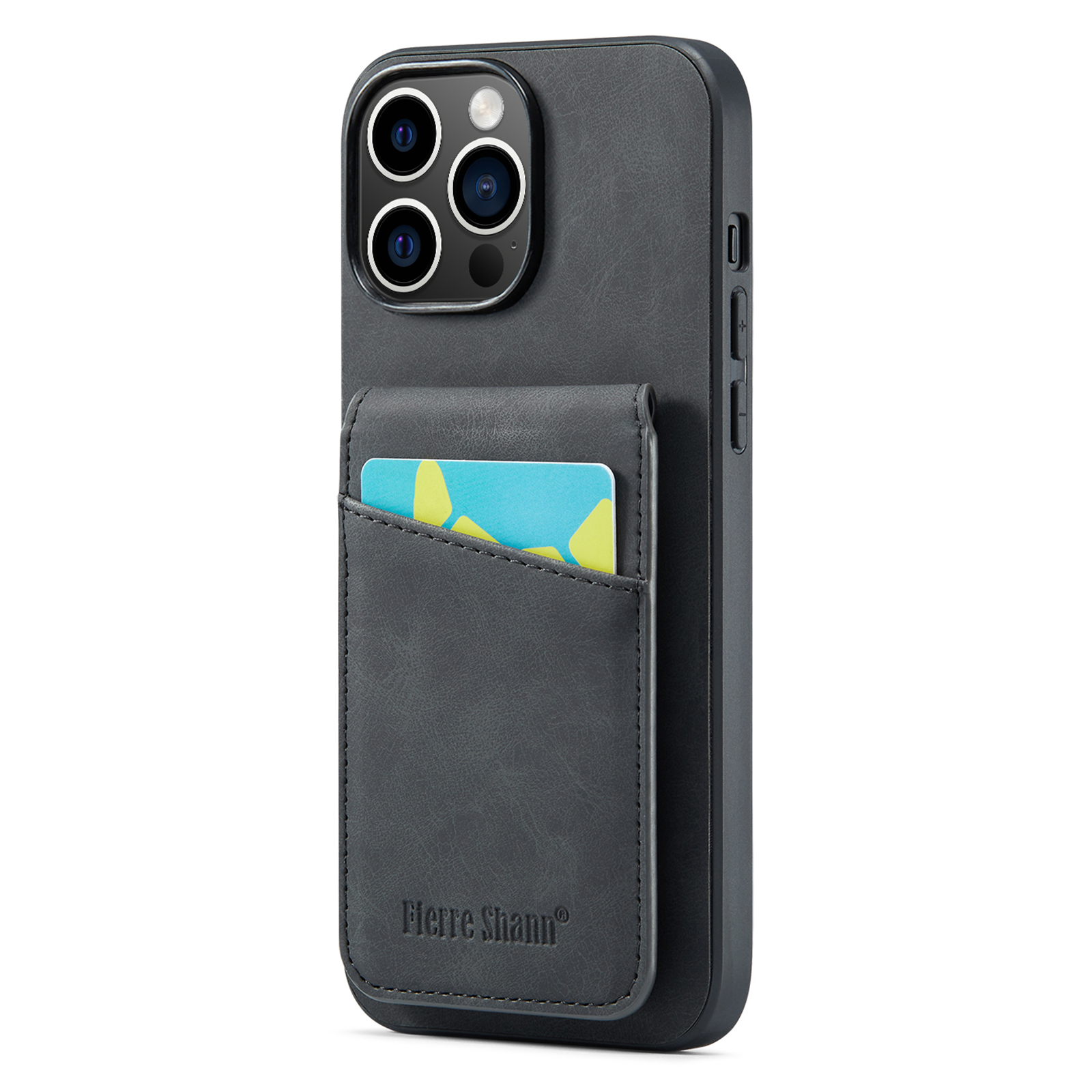 

Fierre Shann Für Iphone 14 Pro Max Kickstand Telefonkartenhalter PU Leder + TPU Cover - Schwarz, iPhone 14 Pro Max