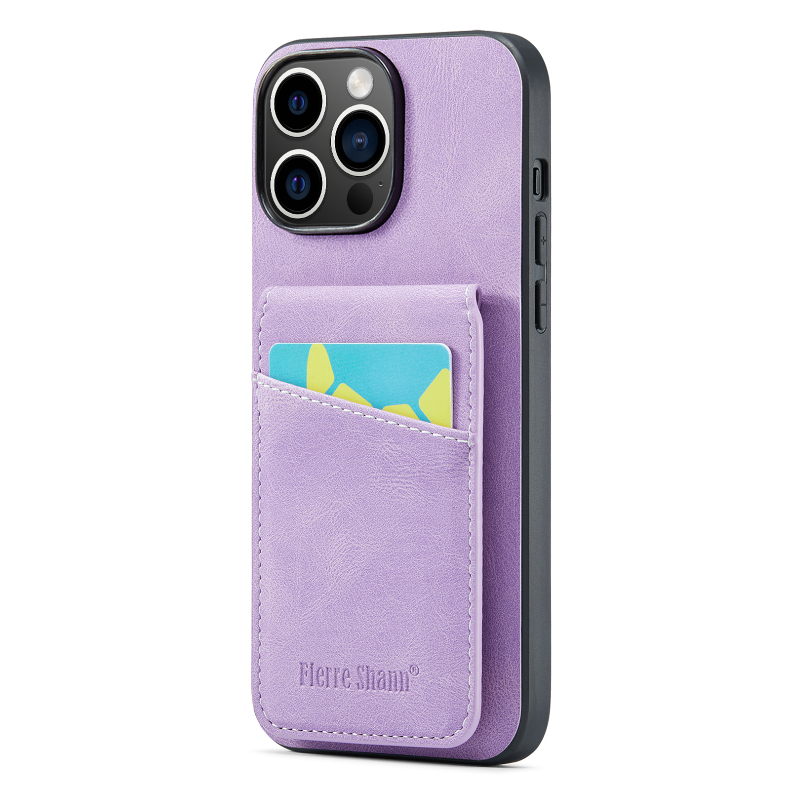 

Fierre Shann Für Iphone 14 Pro Max Kickstand Telefonkartenhalter PU Leder + TPU Cover - Lila, iPhone 14 Pro Max