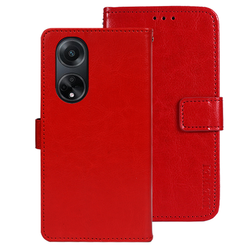 

Idewei Für Oppo A98 5G Crazy Horse Textur Wallet PU Lederstand Hülle Telefonabdeckung - Rot, Oppo A98 5G