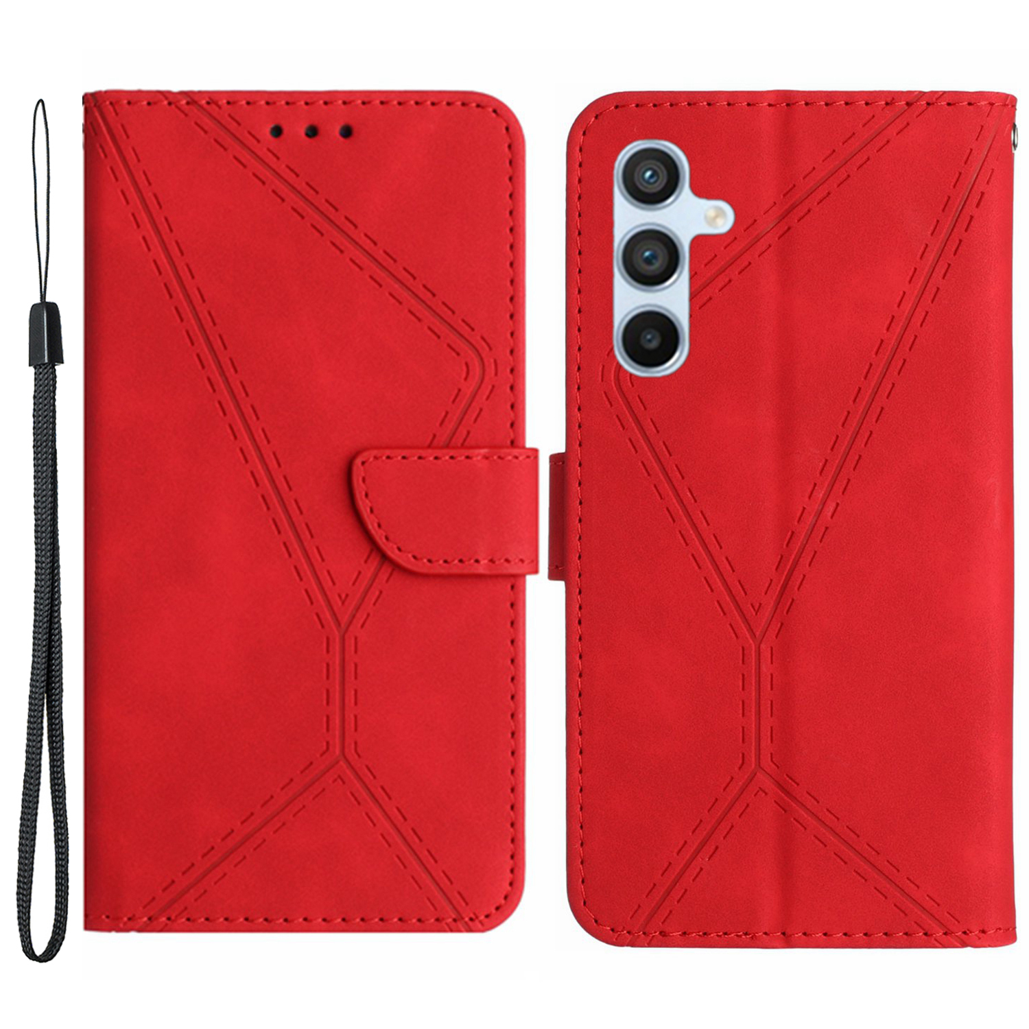 

HT05 Skin-touch-pu-lederabdeckung Für Samsung Galaxy M54 5G Anti-drogen-brieftaschenhülle Mit Riemen - Rot, Galaxy F54 5G