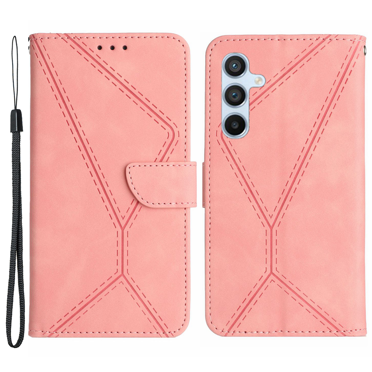 

HT05 Skin-touch-pu-lederabdeckung Für Samsung Galaxy M54 5G Anti-drogen-brieftaschenhülle Mit Riemen - Rosa, Galaxy F54 5G