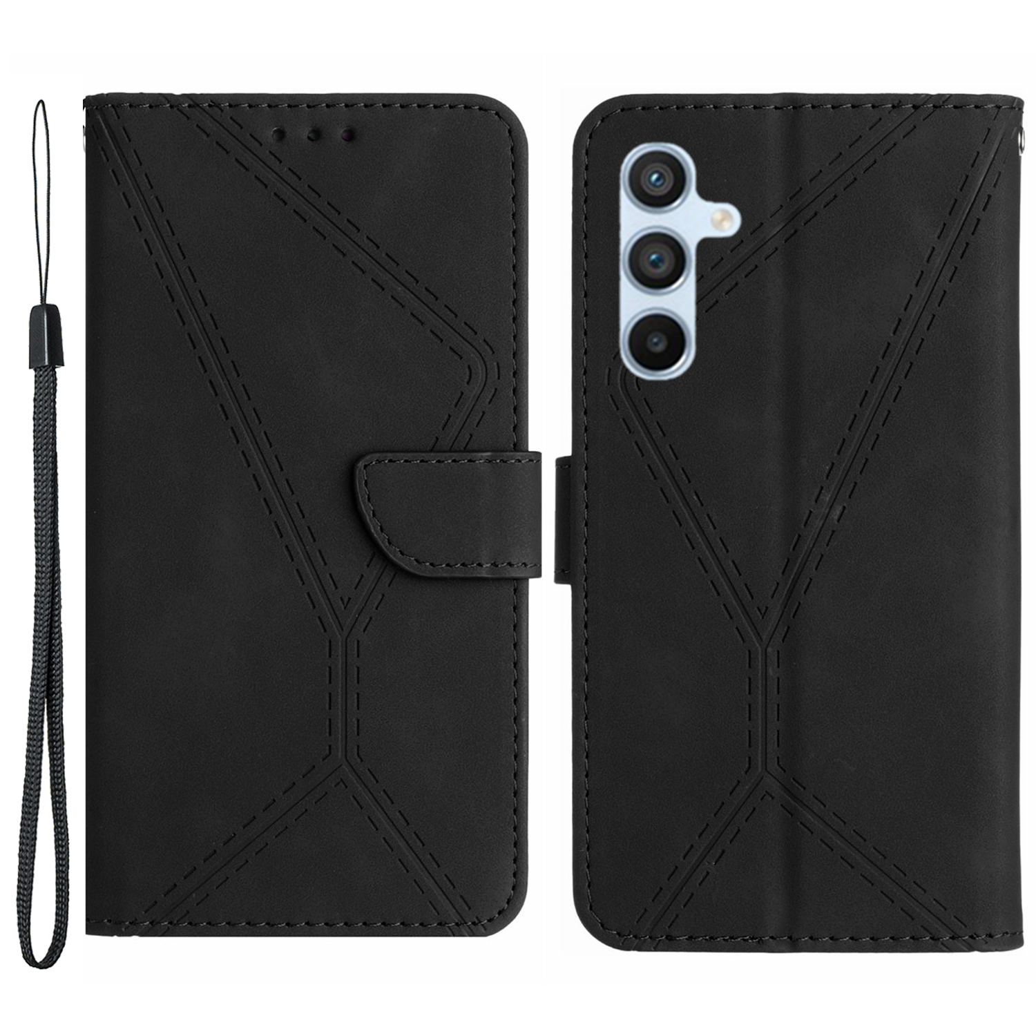 

HT05 Skin-touch-pu-lederabdeckung Für Samsung Galaxy M54 5G Anti-drogen-brieftaschenhülle Mit Riemen - Schwarz, Galaxy F54 5G