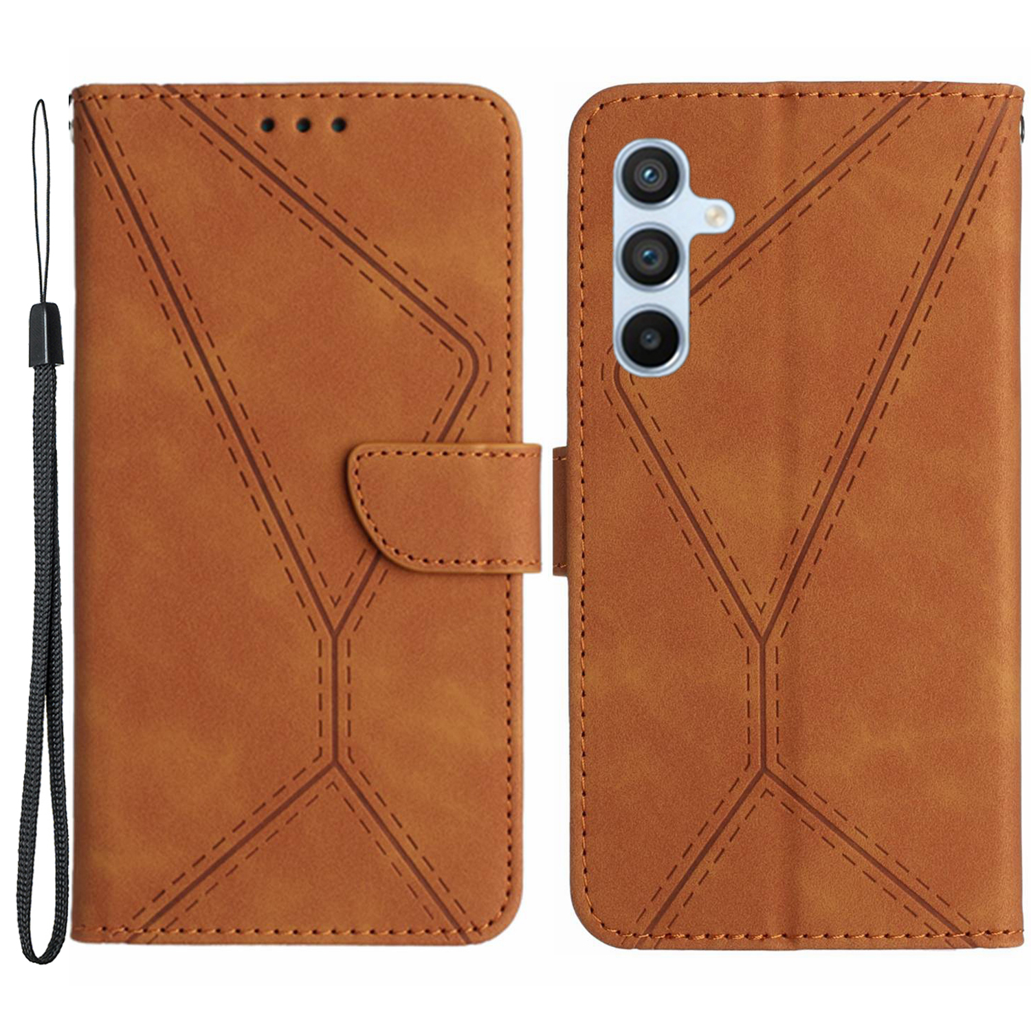 

Für Samsung Galaxy A14 5G / A14 4G Telefonhülle HT05 Skin-touch-anti-drogen-pu-lederabdeckung Mit Brieftasche, Riemen - Braun, Galaxy A14 5G