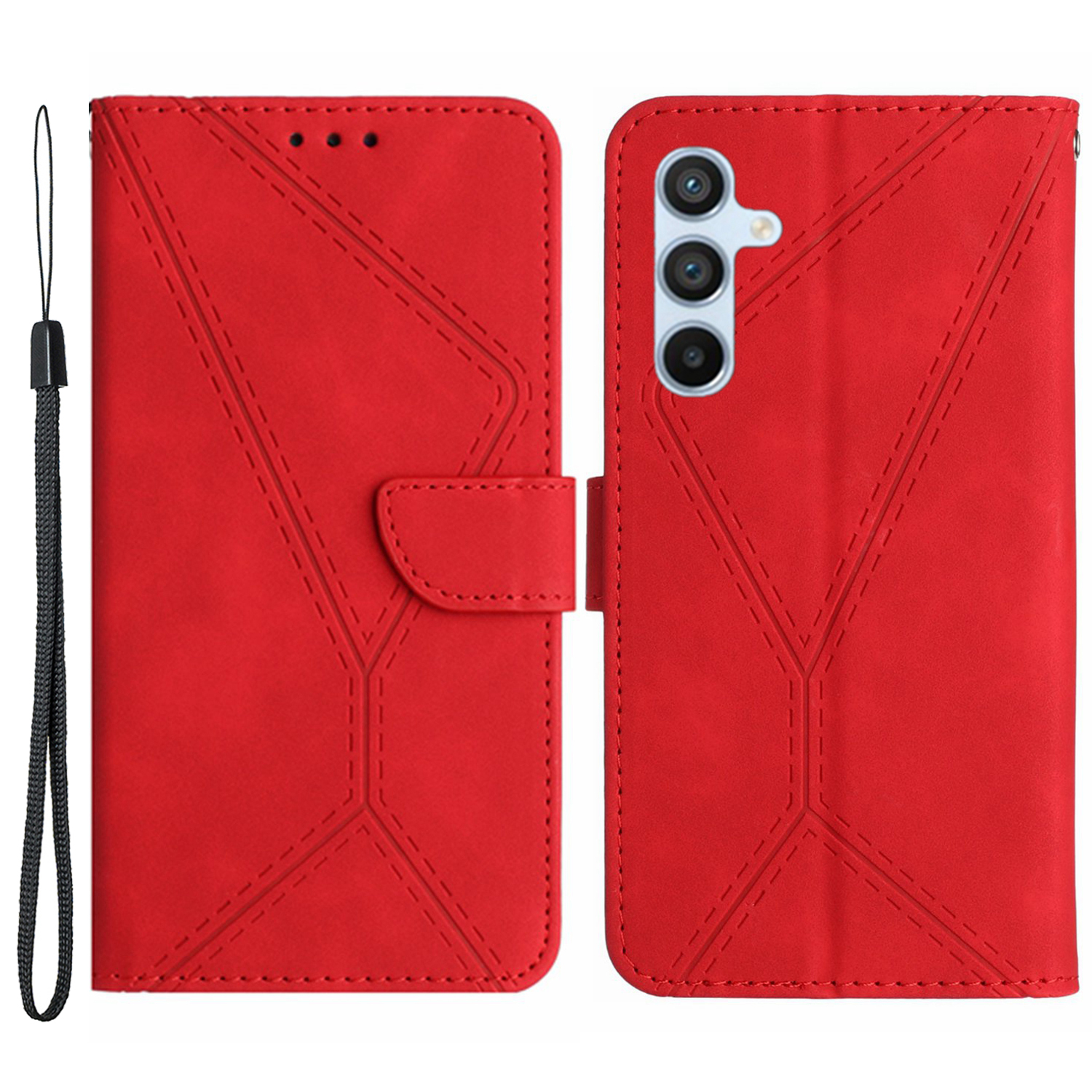 

Für Samsung Galaxy A14 5G / A14 4G Telefonhülle HT05 Skin-touch-anti-drogen-pu-lederabdeckung Mit Brieftasche, Riemen - Rot, Galaxy A14 5G