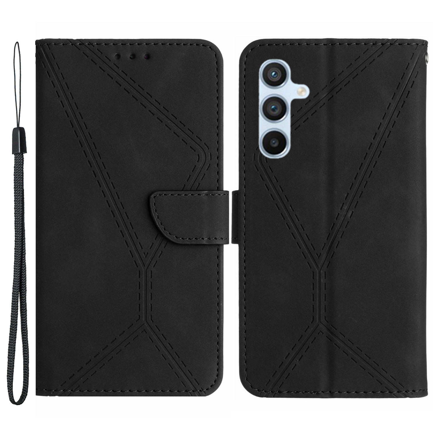 

Für Samsung Galaxy A14 5G / A14 4G Telefonhülle HT05 Skin-touch-anti-drogen-pu-lederabdeckung Mit Brieftasche, Riemen - Schwarz, Galaxy A14 5G