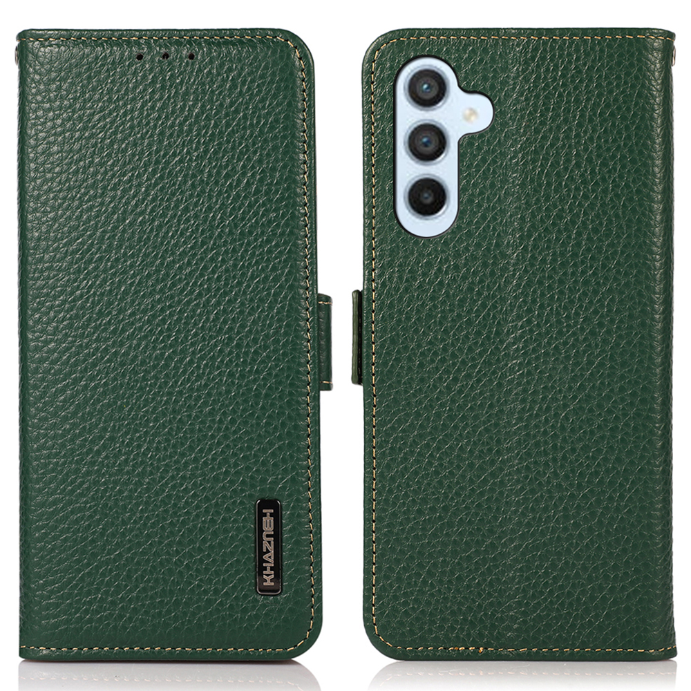 

Khazneh Für Samsung Galaxy M54 5G Stand Wallet Hülle Mit Echter Kuhleder RFID -blockierung Telefonabdeckung - Grün, Galaxy F54 5G