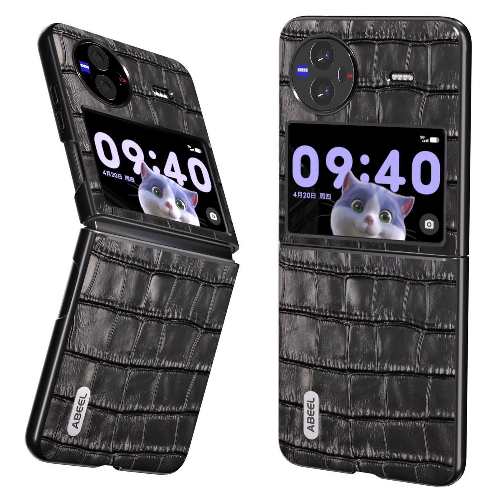 

ABEEL Für Vivo X Flip Crocodile Textur Klappung Telefonhülle Cowdleerleder -leder -pc -abdeckung - Schwarz, vivo X Flip