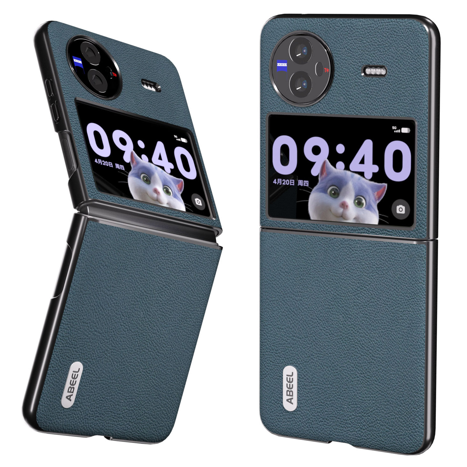 

ABEEL Für Vivo X Flip Cowhide Leder Beschichtet Hard Case Litchi Textur Klappung Telefonabdeckung - Grün, vivo X Flip