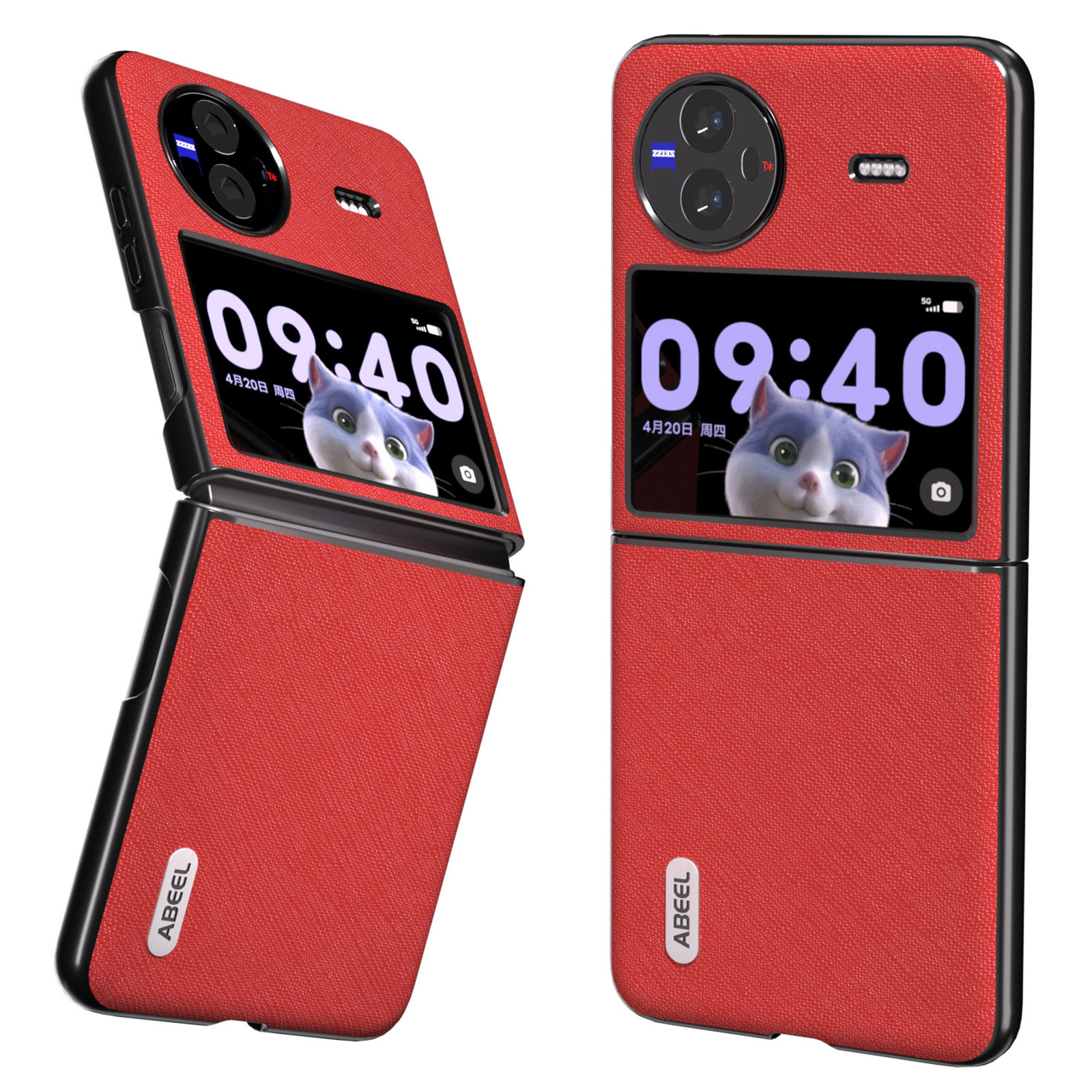 

ABEEL Für Vivo X Flip Folding Phone Hülle Cross Textur Kowide Leder -pc -telefonabdeckung - Rot, vivo X Flip
