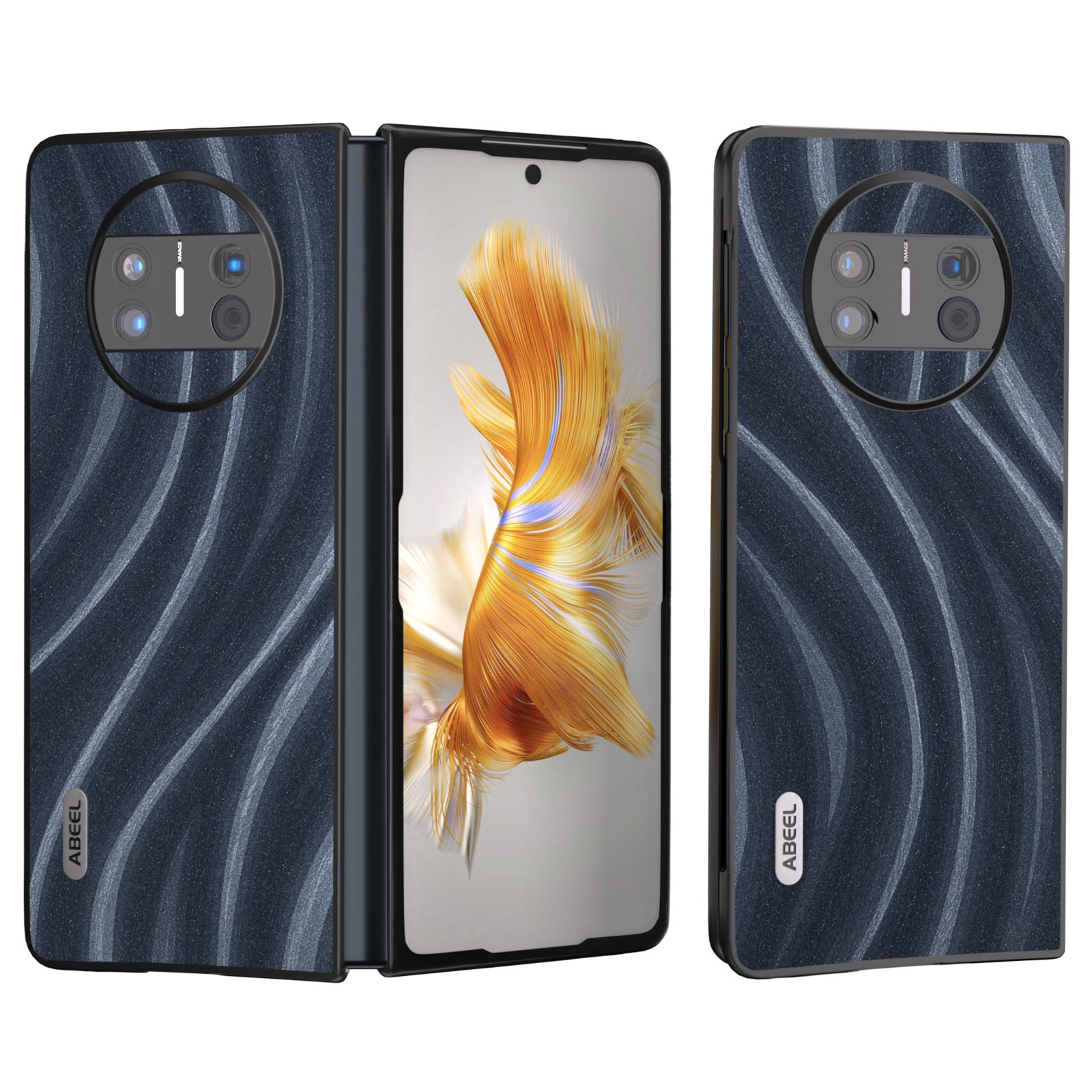 

ABEEL PU Leder -pc -telefonhülle Für Huawei Mate X3 5G Muster Schockdelie Telefonabdeckung - Blau, Huawei Mate X3 5G