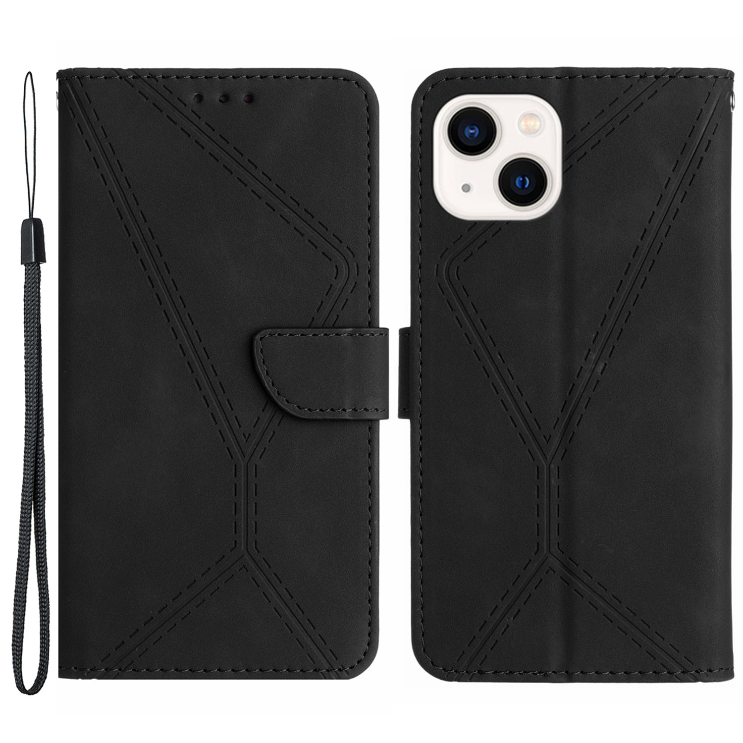 

HT05 Brieftaschenabdeckung Für Iphone 14 Hauttouch Full Protection Phone Hülle PU Leder Shell - Schwarz, iPhone 14