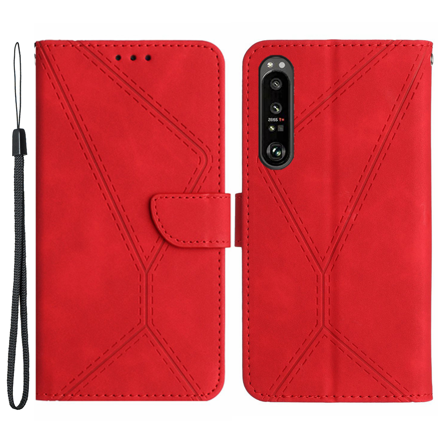 

HT05 Brieftaschenabdeckung Für Sony Xperia 1 V Full Protection Skin-touch-telefonhülle PU Lederschale - Rot, Sony Xperia 1 V
