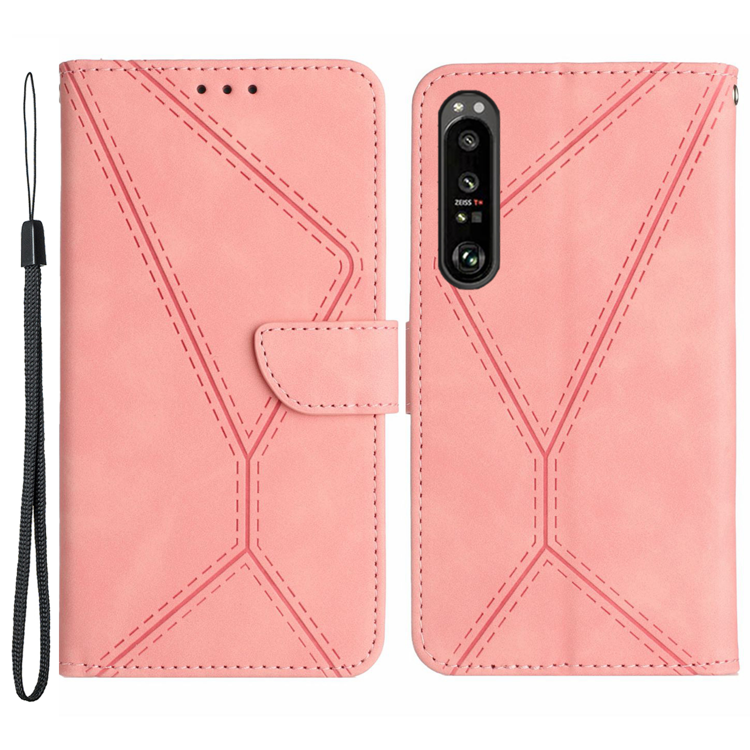 

HT05 Brieftaschenabdeckung Für Sony Xperia 1 V Full Protection Skin-touch-telefonhülle PU Lederschale - Rosa, Sony Xperia 1 V