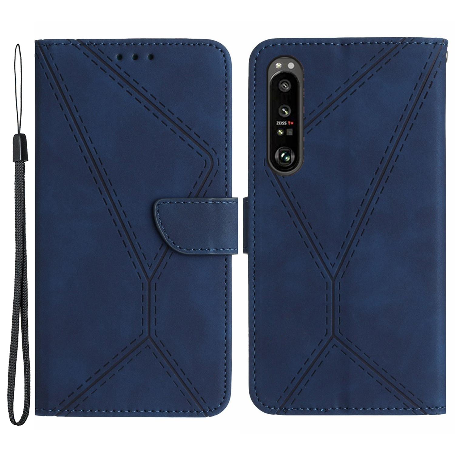 

HT05 Brieftaschenabdeckung Für Sony Xperia 1 V Full Protection Skin-touch-telefonhülle PU Lederschale - Blau, Sony Xperia 1 V