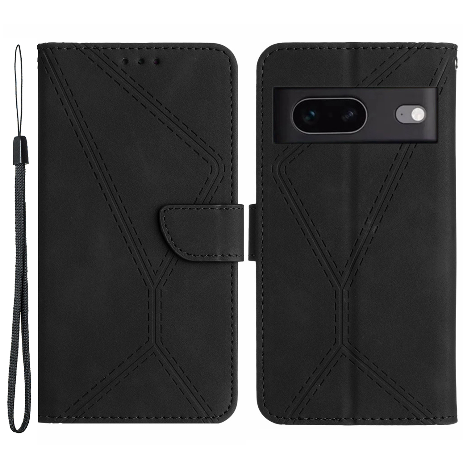 

HT05 Brieftaschenabdeckung Für Google Pixel 7a Skin-touch-telefonhülle Beule Pu-lederschale Mit Ständer - Schwarz, Google Pixel 7a