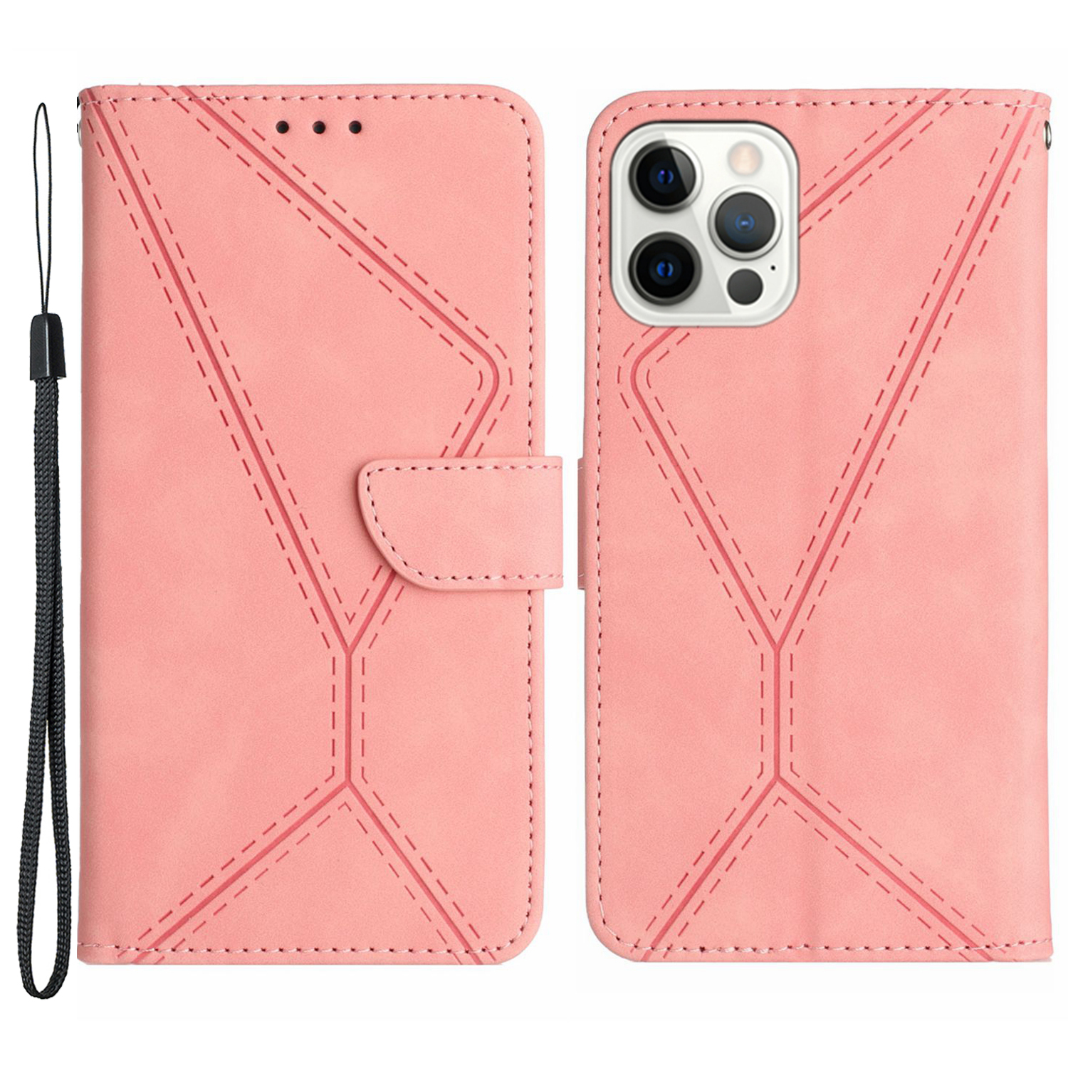 

HT05 Telefon Flip Hülle Für Iphone 14 Pro Magnetic Clasp Wallet Shell Skin-touch PU Lederabdeckung - Rosa, iPhone 14 Pro