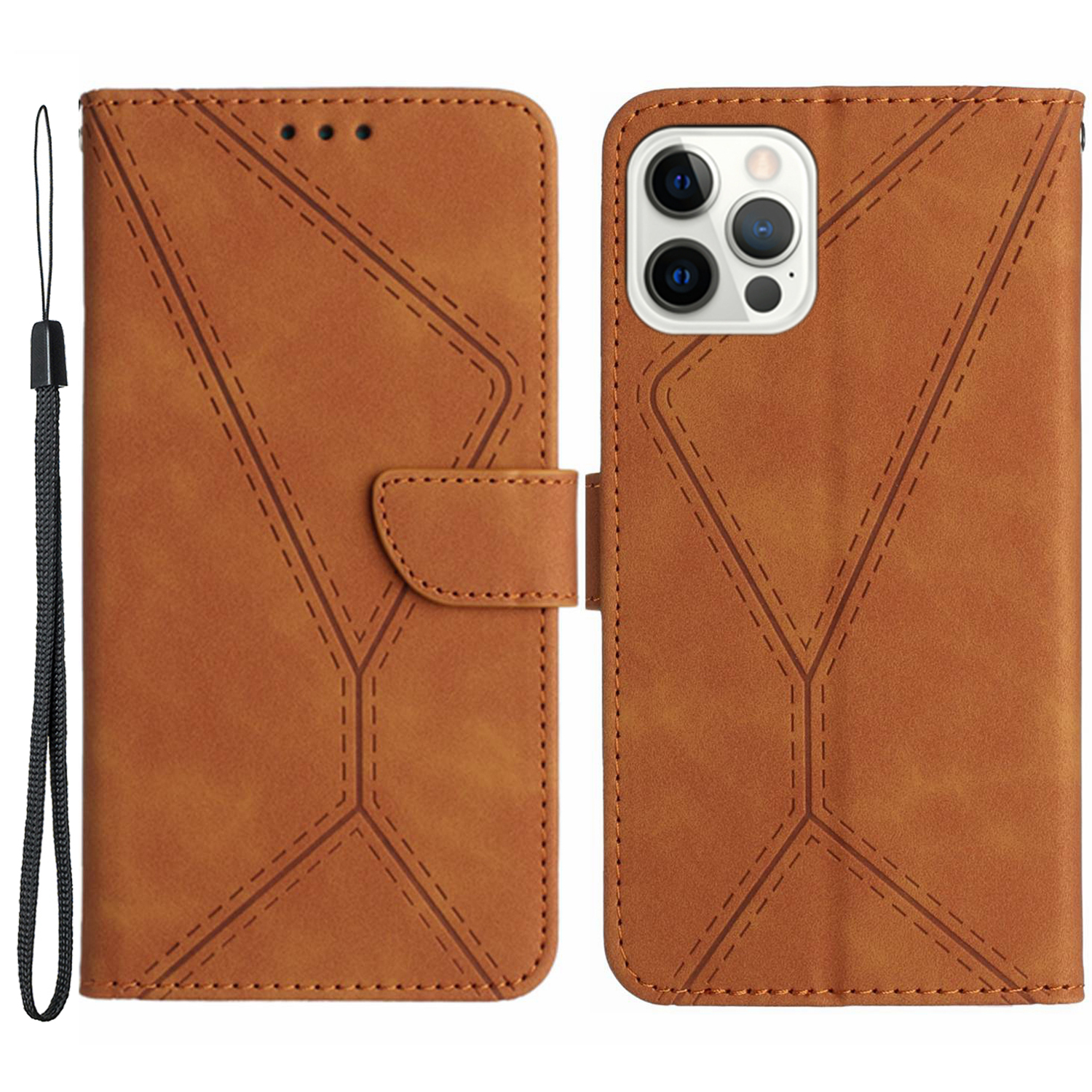 

HT05 Telefon Flip Hülle Für Iphone 14 Pro Magnetic Clasp Wallet Shell Skin-touch PU Lederabdeckung - Braun, iPhone 14 Pro