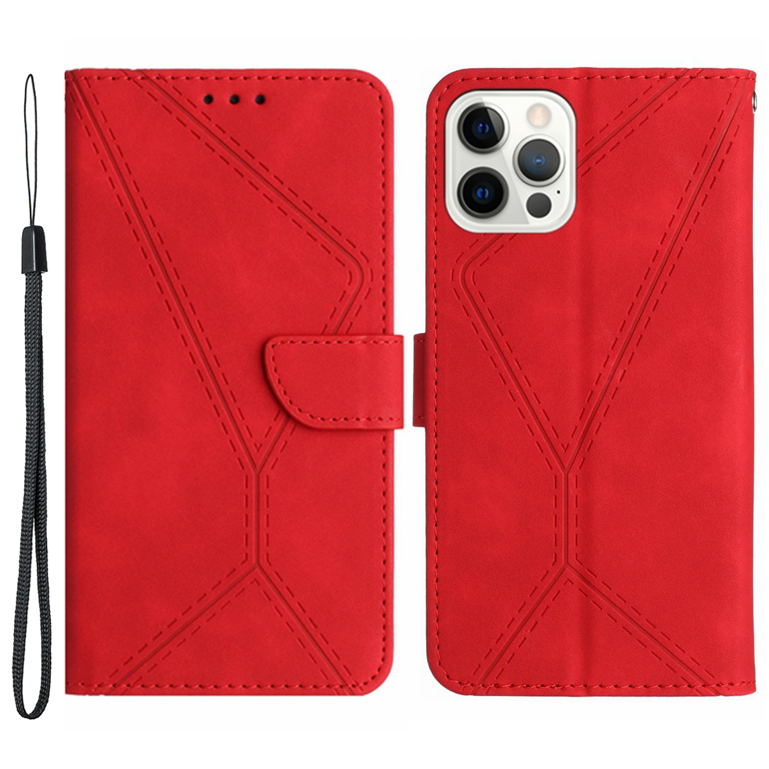 

HT05 Telefon Flip Hülle Für Iphone 14 Pro Magnetic Clasp Wallet Shell Skin-touch PU Lederabdeckung - Rot, iPhone 14 Pro