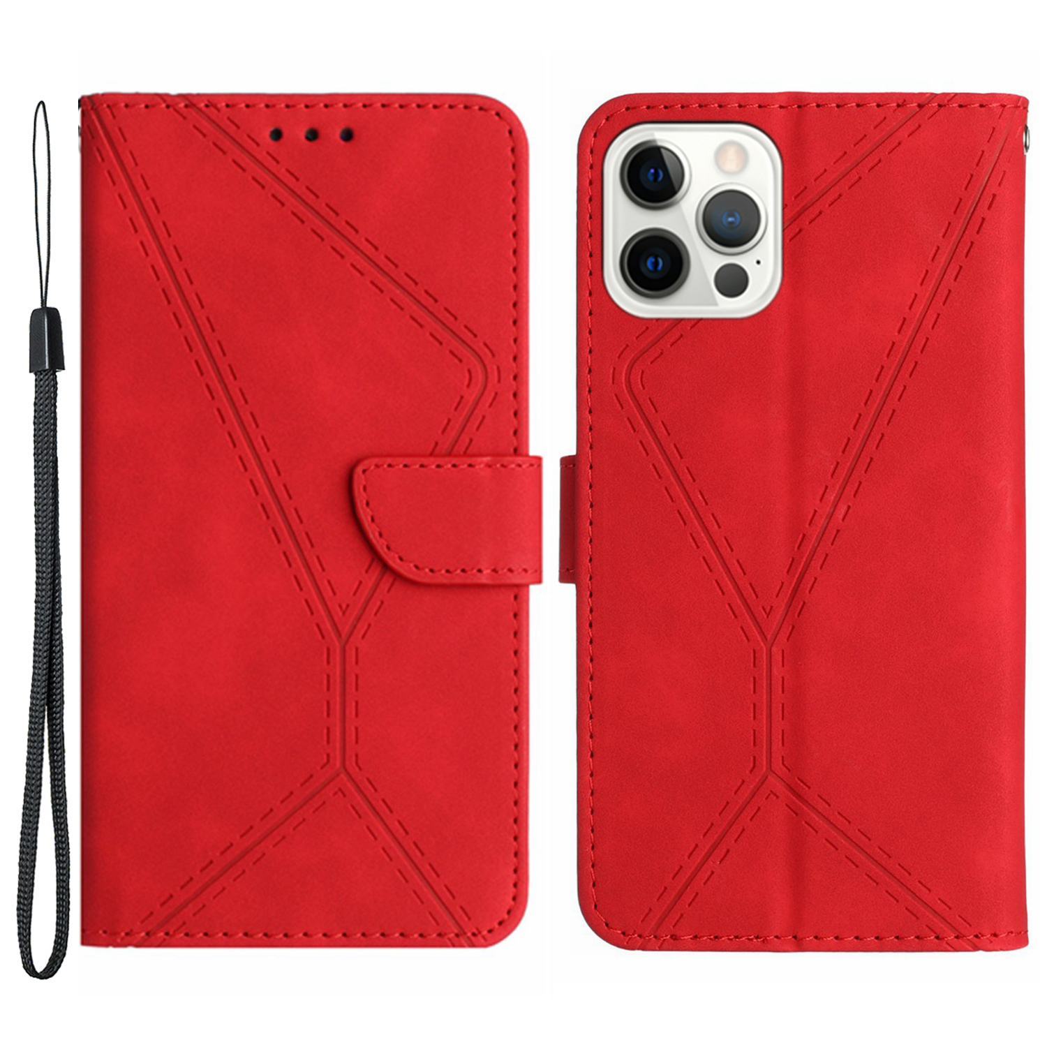 

HT05 Für Iphone 14 Pro Max Skin-touch Phone Flip Hase Magnetic Clasp PU Lederabdeckung Brieftasche Shell - Rot, iPhone 14 Pro Max