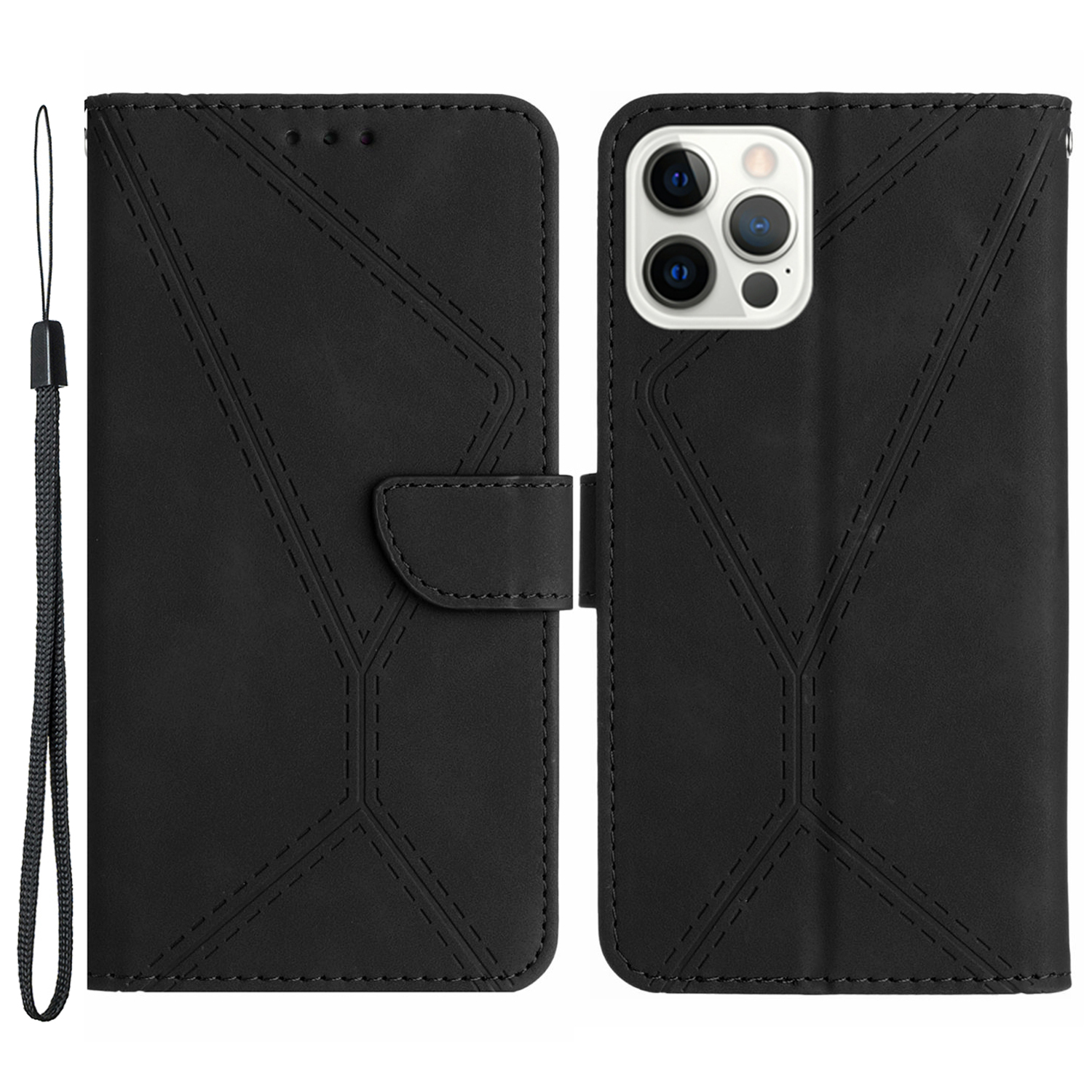 

HT05 Für Iphone 14 Pro Max Skin-touch Phone Flip Hase Magnetic Clasp PU Lederabdeckung Brieftasche Shell - Schwarz, iPhone 14 Pro Max