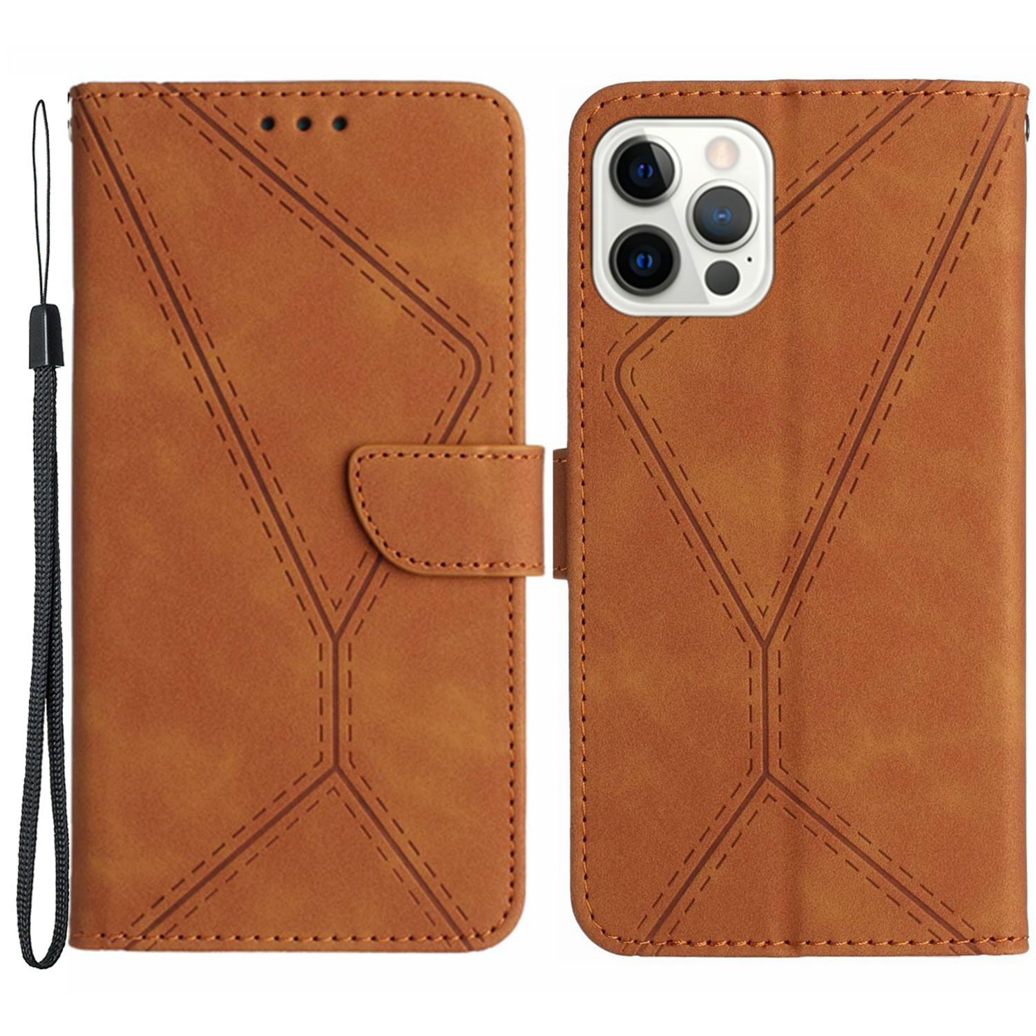 

HT05 Phone Flip Hülle Für Iphone 12 Pro Maxe Max. 6,7 Zoll Magnetische Verschluss Haut-touch-leder-deckungs-brieftaschenschale - Braun, iPhone 12 Pro Max