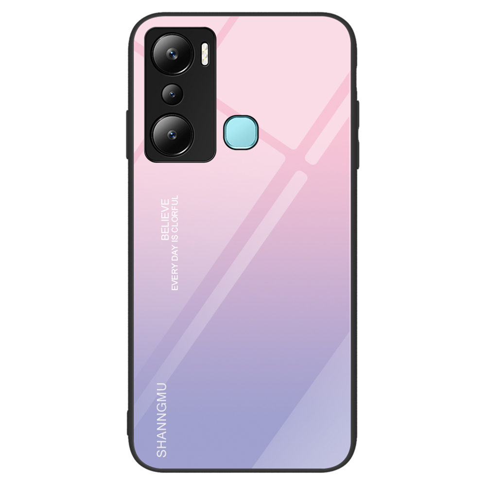 

Für Infinix Hot 20i 4G Muster Druckphase Hülle Anti-kratzer Temperierte Glas+pc+tpu-abdeckung - Gradient Pink Purpur, Infinix Hot 20i 4G