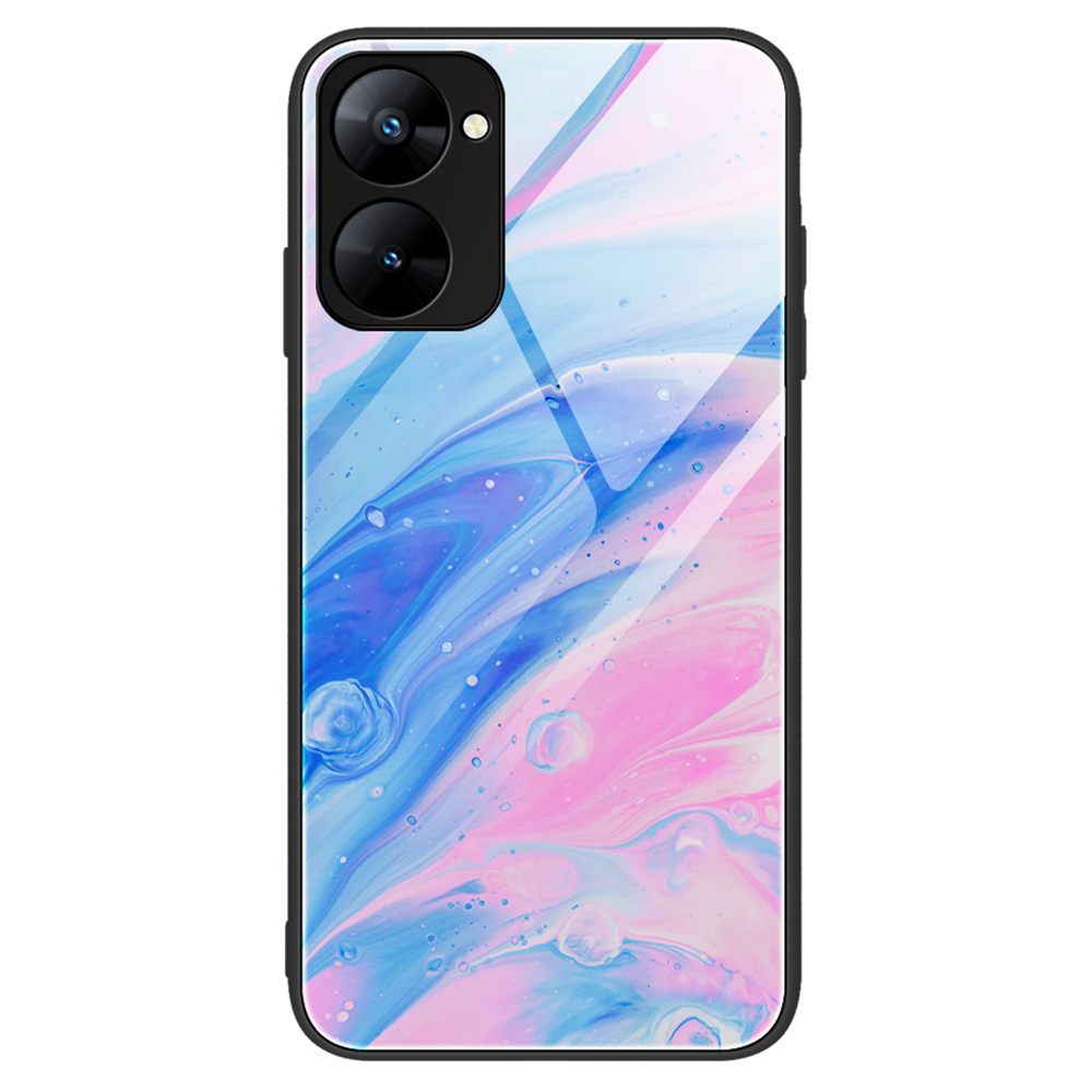

Für Realme V30 5G Marmormuster Temperiertes Gla-rückenhülle Stoßdicht Anti-schlupf-pc+tpu-telefonabdeckung - DL05, Realme V30 5G