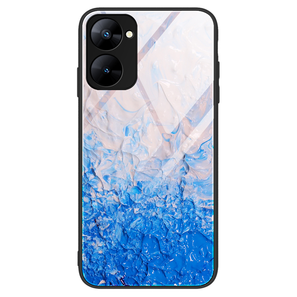 

Für Realme V30 5G Marmormuster Temperiertes Gla-rückenhülle Stoßdicht Anti-schlupf-pc+tpu-telefonabdeckung - DL07, Realme V30 5G