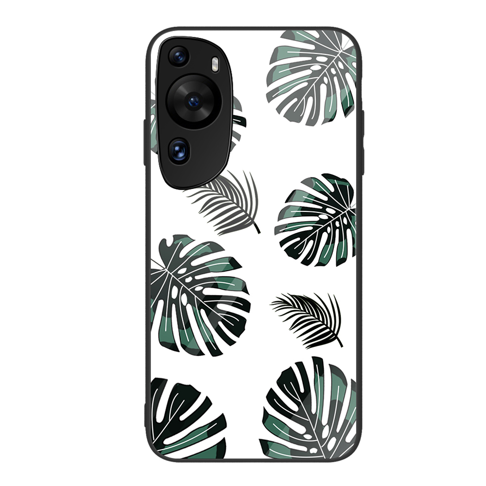 

Für Huawei P60 Kunstmuster Druckerglas -telefon Hülle Schockdichte PC+TPU -abdeckungsschale - Blätter, Huawei P60 Art