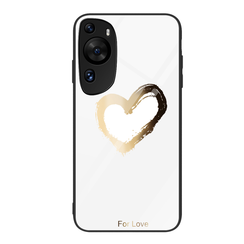 

Für Huawei P60 Kunstmuster Druckerglas -telefon Hülle Schockdichte PC+TPU -abdeckungsschale - Für Die Liebe / Weiss, Huawei P60 Art