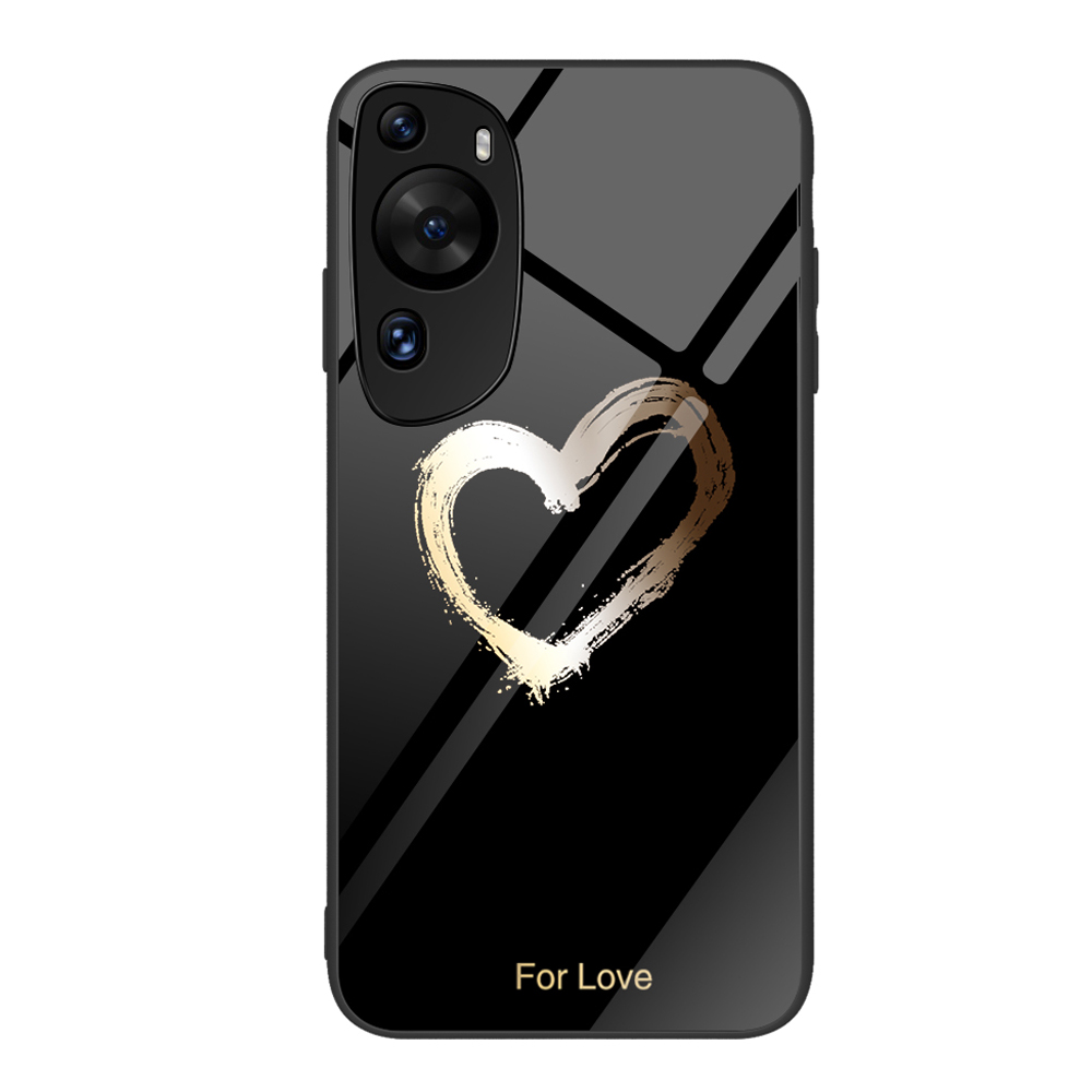 

Für Huawei P60 Kunstmuster Druckerglas -telefon Hülle Schockdichte PC+TPU -abdeckungsschale - Für Die Liebe / Schwarz, Huawei P60 Art