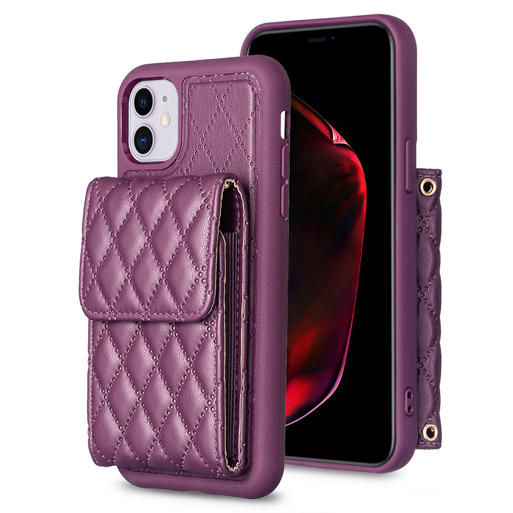

Kartenhalter im Bf22-kartenhalter Für Iphone 11 PU Leder+tpu-telefonabdeckung - Dunkelviolett, iPhone 11