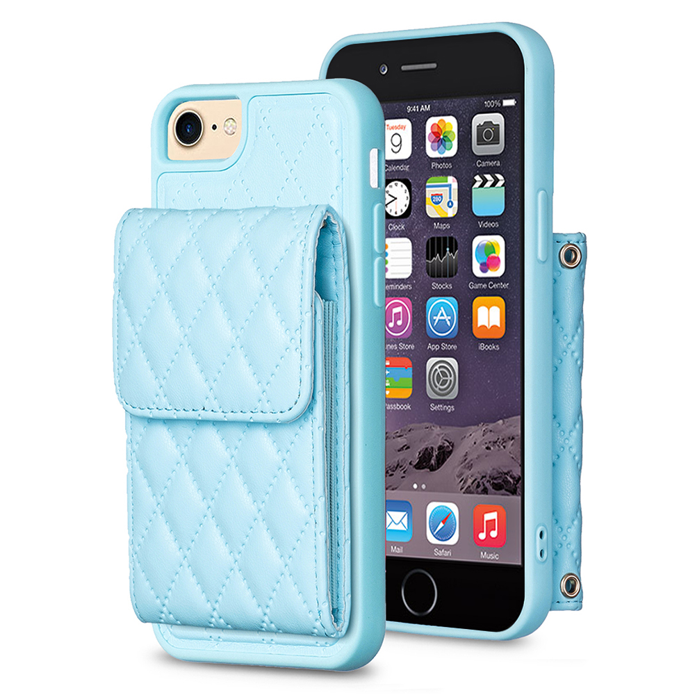 

Bf22-kartenhalter-hülle Für Iphone 6 / 6s / 7 / 8 / SE (2020) / SE (2022) Kickstand PU Leder Beschichtetes TPU -telefonabdeckung - Blau, iPhone 6 4.7-inch