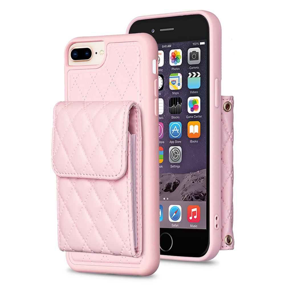 

Bf22-stil Für Iphone 6 Plus / 6s Plus / 7 Plus / 8 Plus Kickstand Leder+tpu -hülle Kartenhalter Telefonabdeckung - Rosa, iPhone 6 Plus 5.5 inch